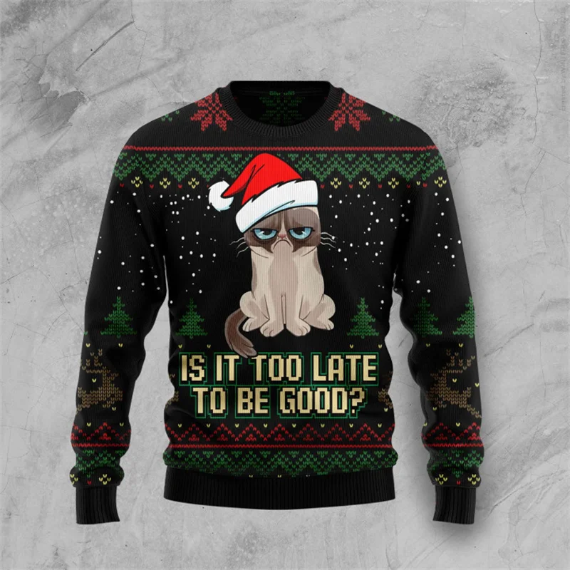 

Men Women Xmas Sweatshirt 3d Print Santa Anima Cat Ugly Christmas Sweater Unisex Pullover Holiday Party Jumper Xmas Hoody