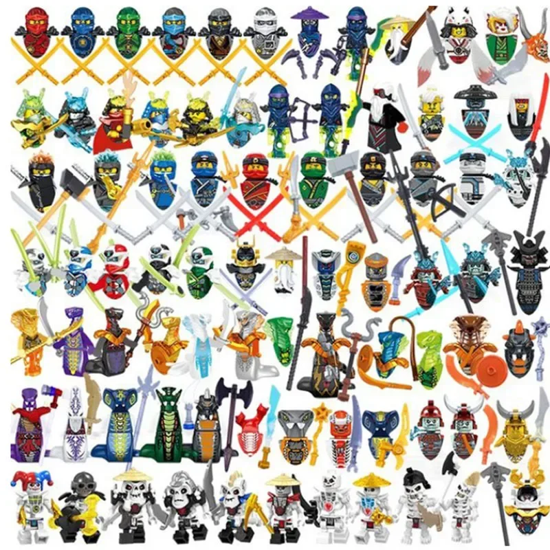 New Ninja Mini Action Figures Susanoo Set with Motorcycle Fighter Kai Jay Lloyd Skull Snake Garmadon Ghost Building Blocks Toys