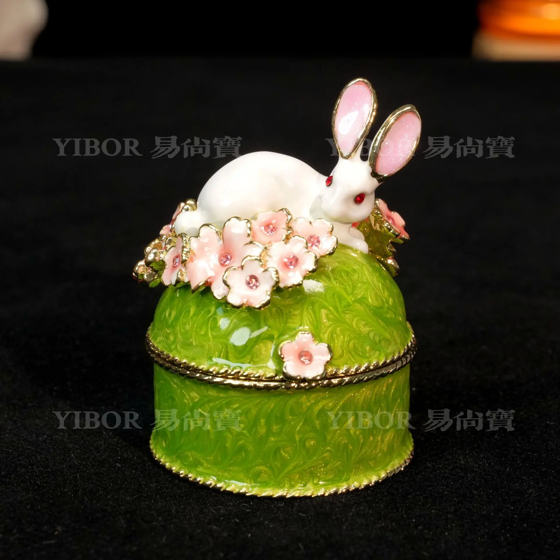 Bunny Enamel Jewelry Box Creative Animal Cute Magnetic Flip Jewelry Box Tabletop Ornament Merchandise Gifts