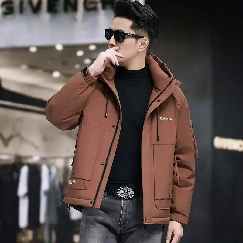 

COZOK Designer Clothes Men Hooded Short Down Jacket Mens 2025 Winter Casual Man Sack Men's Cold Clothing Male New in Coat