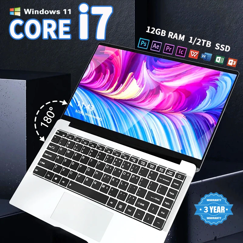 

2025 Новый ноутбук Core i7-7500U 14,1 дюйма Портативный ноутбук Windows 11 Pro 12 ГБ ОЗУ 1 ТБ 2 ТБ SSD Офисные учебные ноутбуки
