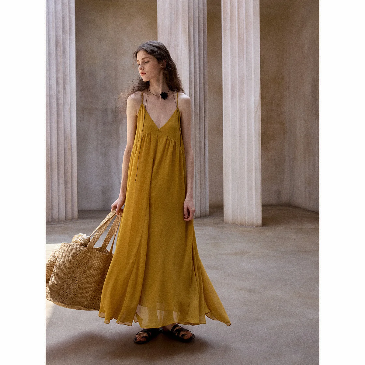 UMI MAO – robe d'été Style vacances, Double couche irrégulière, transparente, réglable, dos nu, col en v, bretelles, Y2K