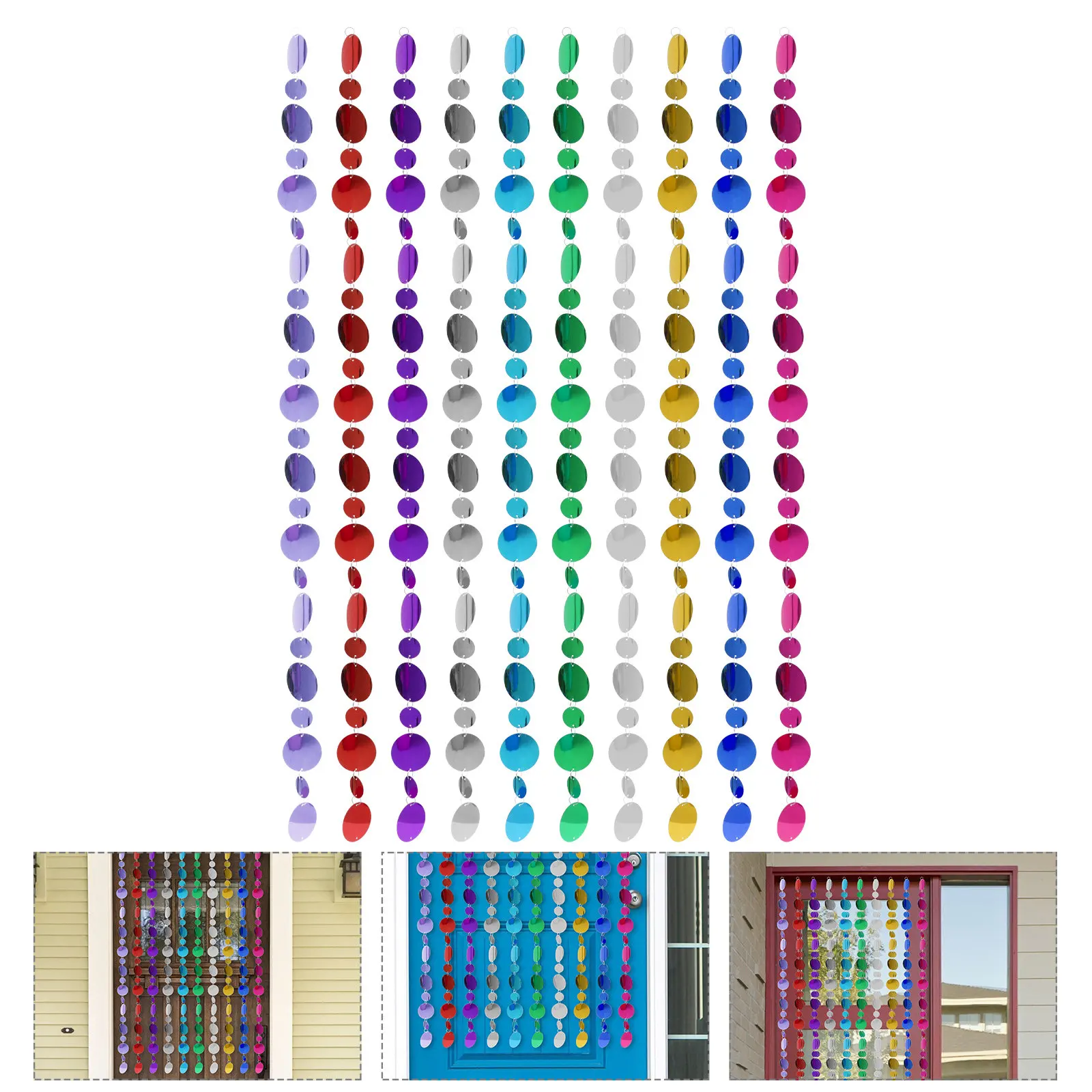 10Pcs Festival Sequins Curtain Stylish PVC Material Door Window Decor for Wedding Celebration Backdrop Party Supply