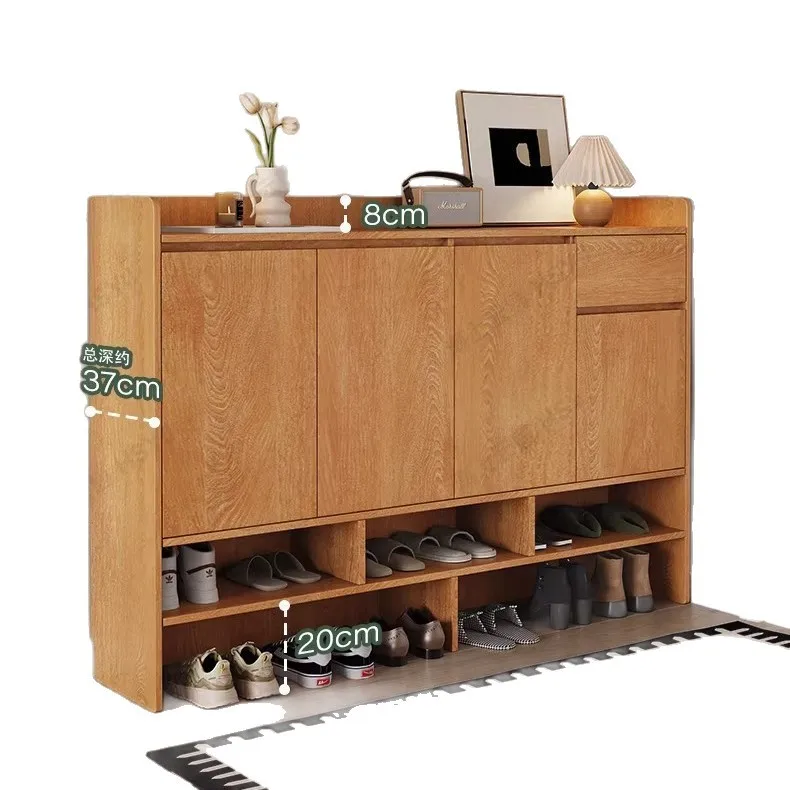 Renewal subsidy Maternal and infant grade solid wood North American oak shoe cabinet Integrated rack for household corridor