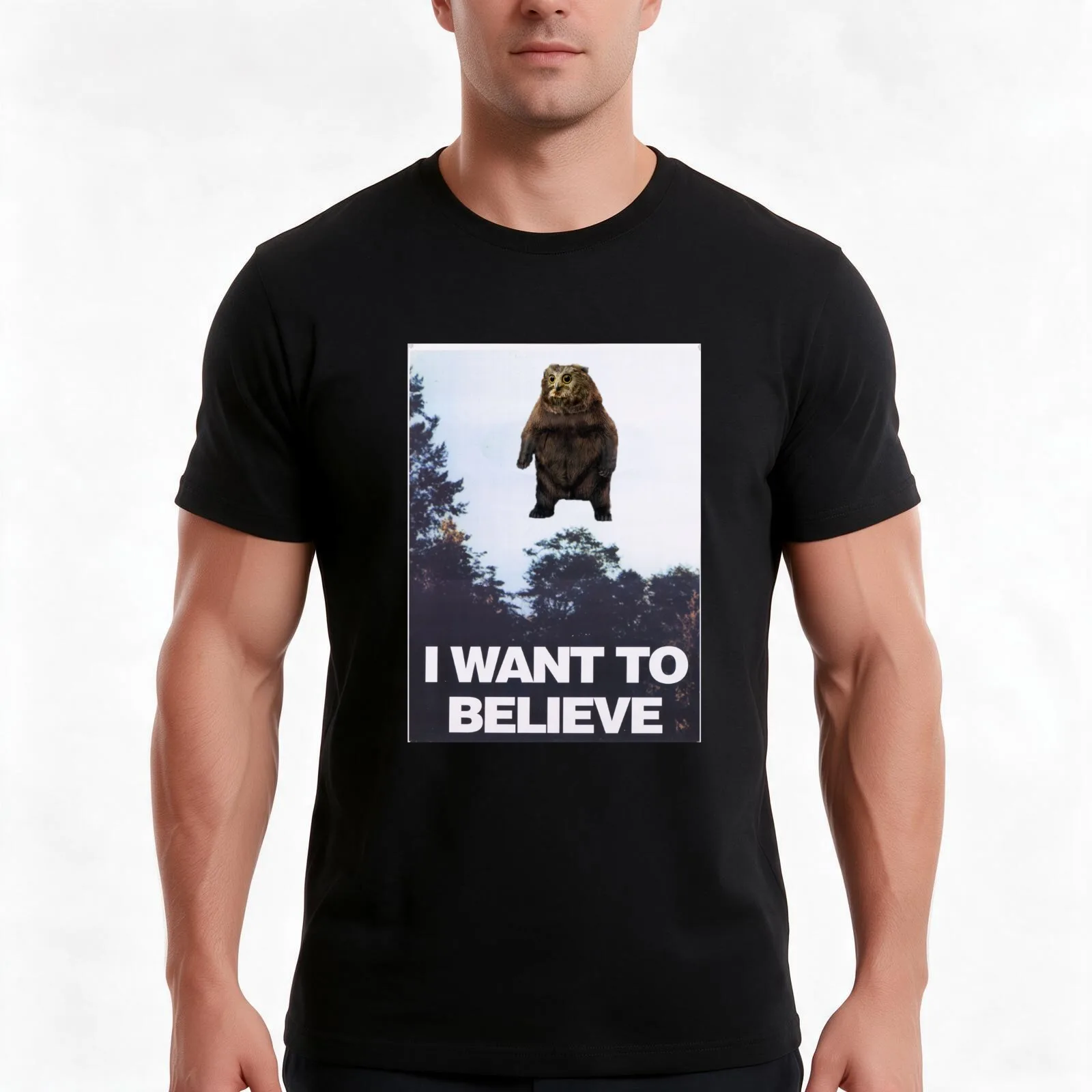 Owlbear Conspiracy T-Shirt, Summer Casual Cotton Tee, Oversized Streetwear Tops, Vintage Graphic Print, Loose Fit Short Sleeve