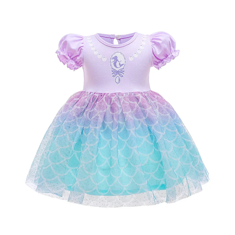 

Foreign Trade Children's Clothing Girls Baby Dress Mesh Puff Sleeves Frozen Elsa Princess Dress Halloween Dress Mermaid Tutu Skirt
