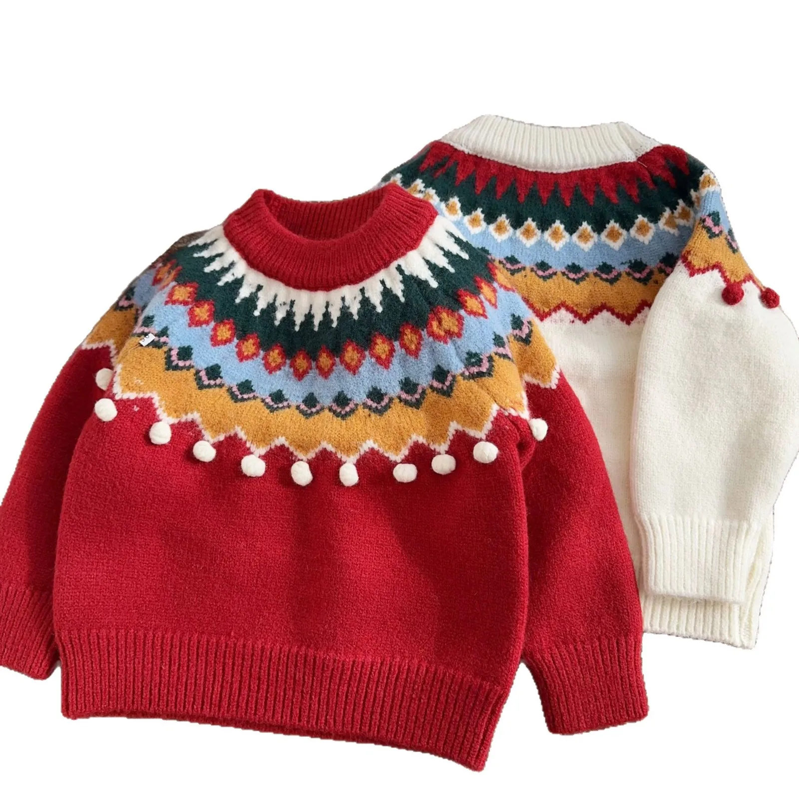

Children's Sweater 2025 Winter New Collection Girls' Sweater New Year Celebration Warm Boys' Sweater Baby Sweater Outerwear