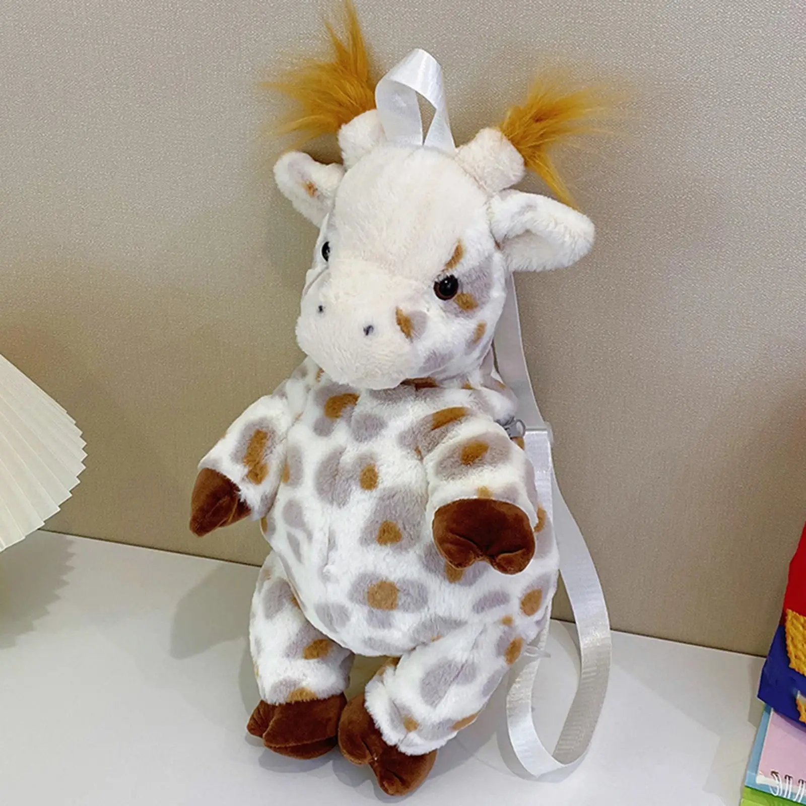 Plush Giraffe Backpack 7.87x5.12x14.57inch Women Girls Cartoon Giraffe Doll