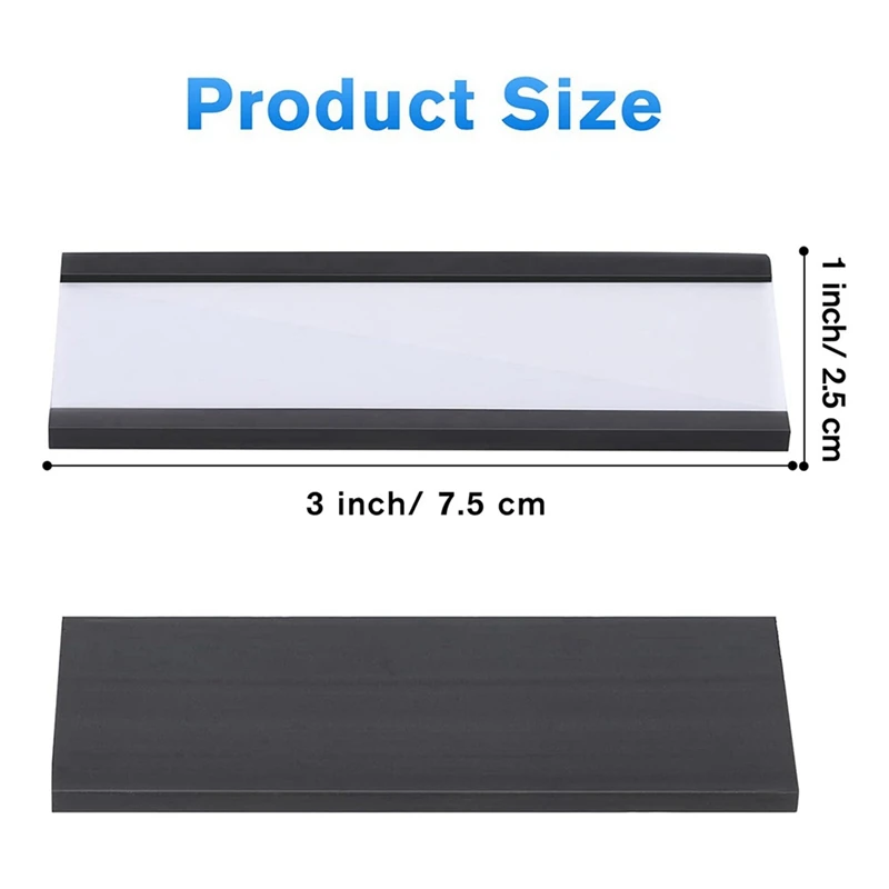 200 Pack Magnetic Label Holder C Channel Magnetic Labels, Magnetic Data Card Holder With Clear Plastic Protector