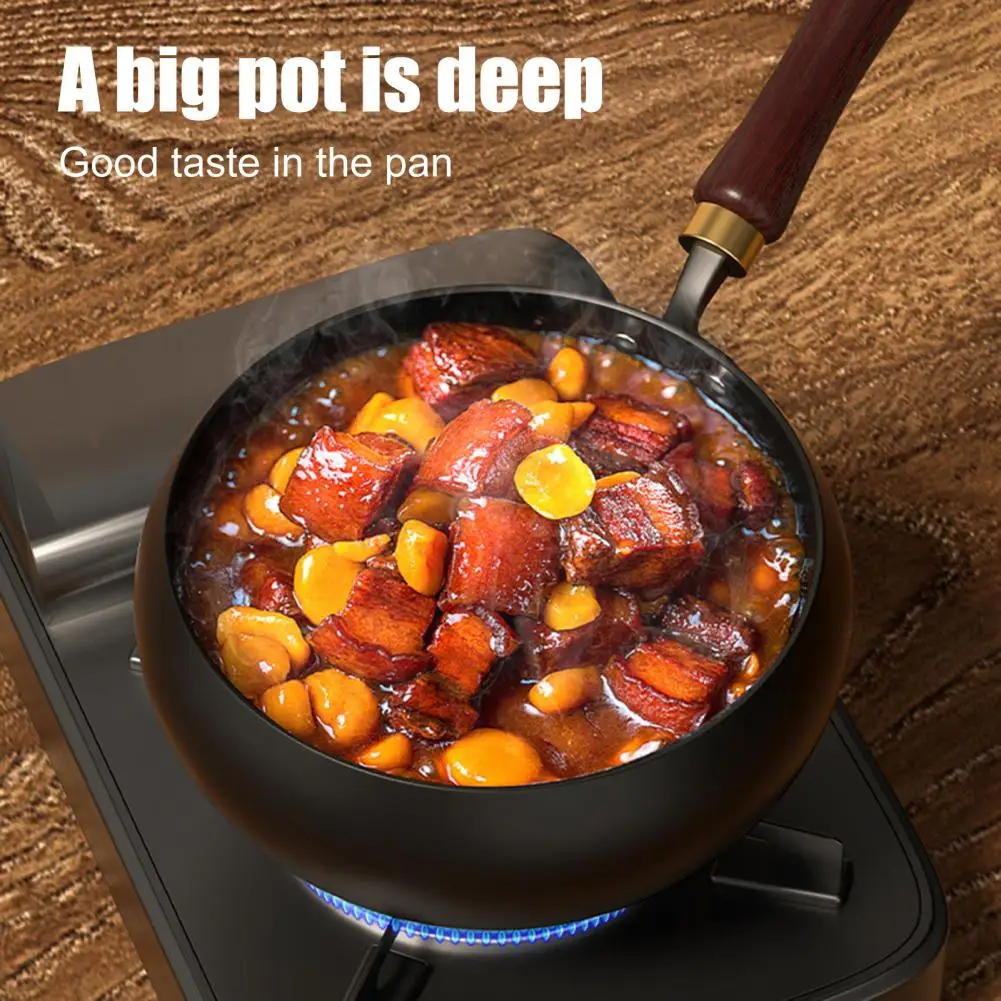 مقلاة غير مطلية من الحديد التقليدي مقلاة من الحديد الزهر التقليدية مع غطاء مقبض خشبي ملعقة غير لاصقة للغاز للقلي