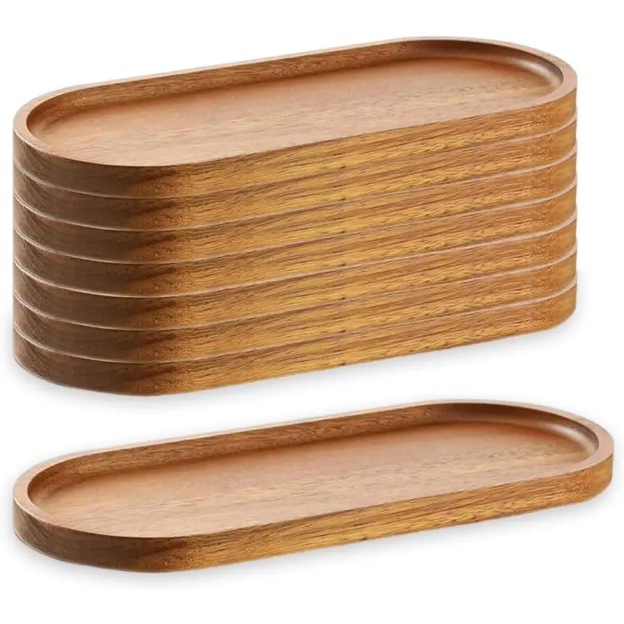 

Wood Serving Trays 11.5x4 Inch Charcuterie Boards Oval Wooden Plates Wood Serving Platter Cheese Dinner Plates Bulk for Dessert