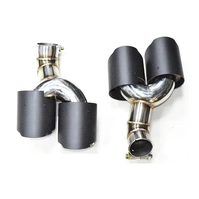 1 Pair 304 Black Carbon Fiber A6 Exhaust System for A7 Exhaust Tip S6 S Line C8 2019 2020-2021 Exhaust Pipe