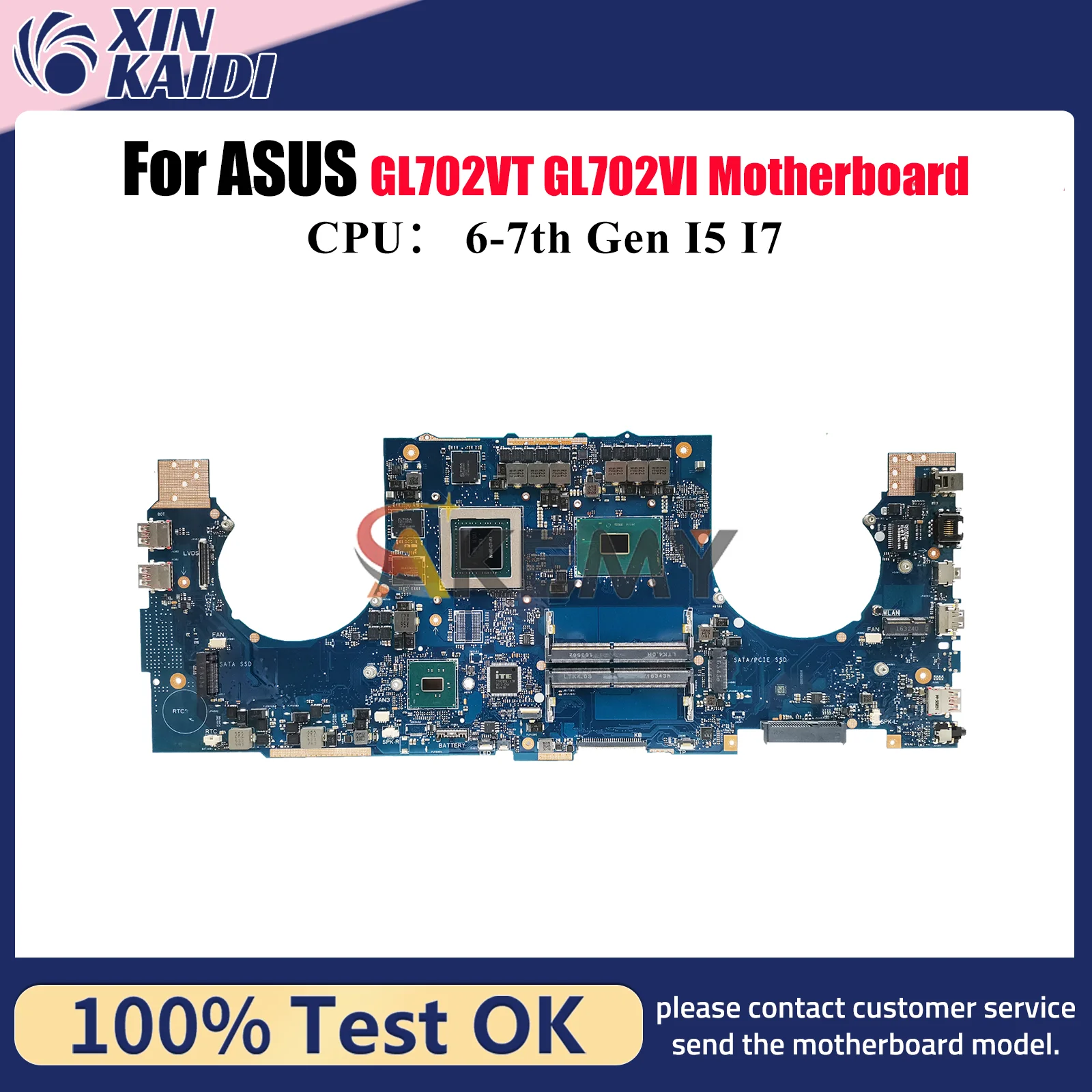 

GL702VT Laptop Motherboard For ASUS ROG Strix GL702VI GL702VMK S7VS GL702VSK GL702V Mainboard With I5 I7 CPU 100% tests OK stk