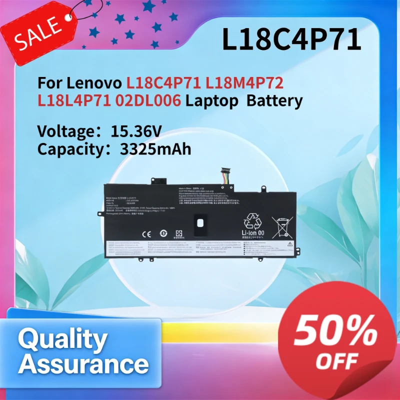

High quality 3325mAh 15.36V For Le novo L18C4P71 L18L4P71 L18M4P72 02DL006 high-quality notebook batteries