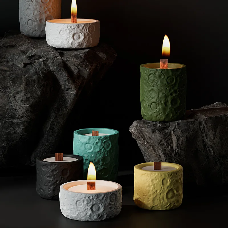 Candles Home Decoration Cement Moon Candle Cup Aromatherapy Empty Candle Jars Gift Decoration Birthday Candle