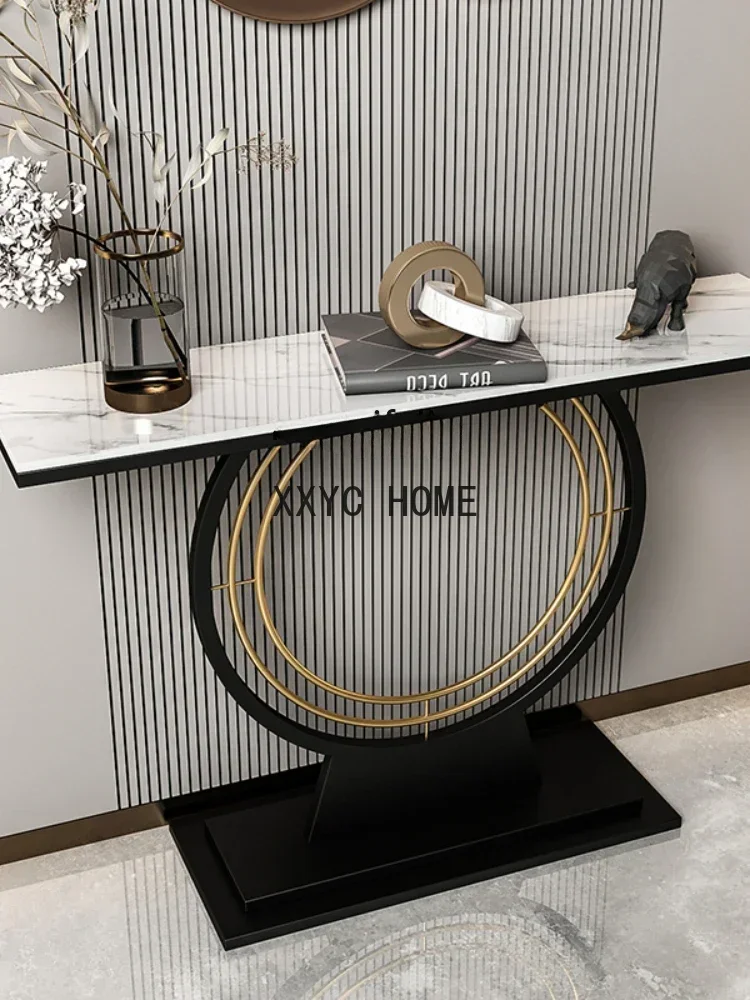 Nordic Semicircle Console Tables Modern Simple and Light Luxury Home Stone Plate Living Room Decoration Entrance Cabinet