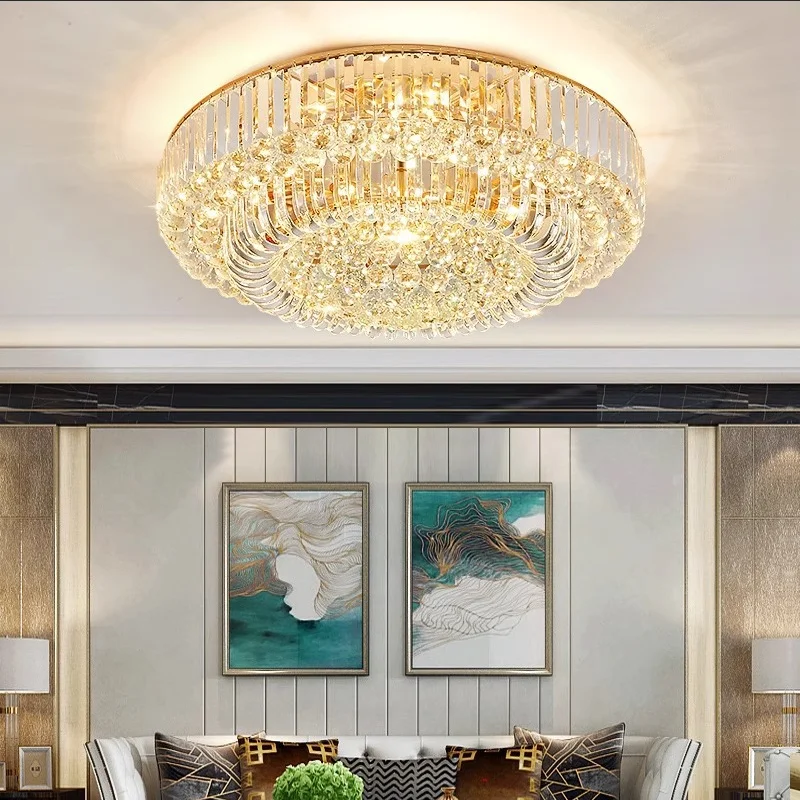 Living room crystal lamp, luxurious European style ceiling lamp, modern simple and atmospheric dining room bedroom lamp, 2026 ne