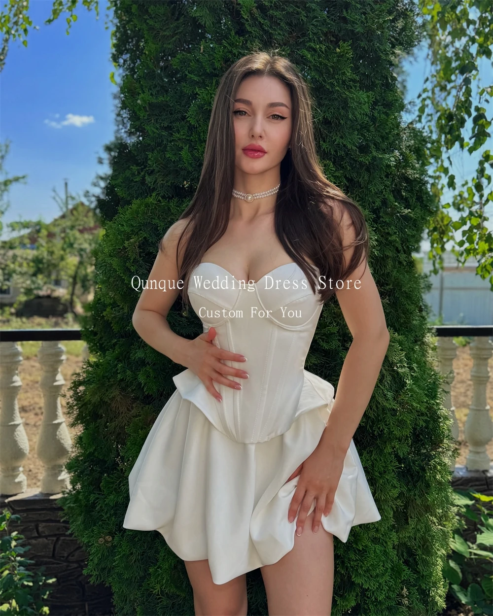 فستان زفاف قصير من Qunque للنساء على شكل قلب صغير على شكل حرف A فساتين أعياد الميلاد رداء حفلات فيستدوس دي فييستا أنيقة مخصصة