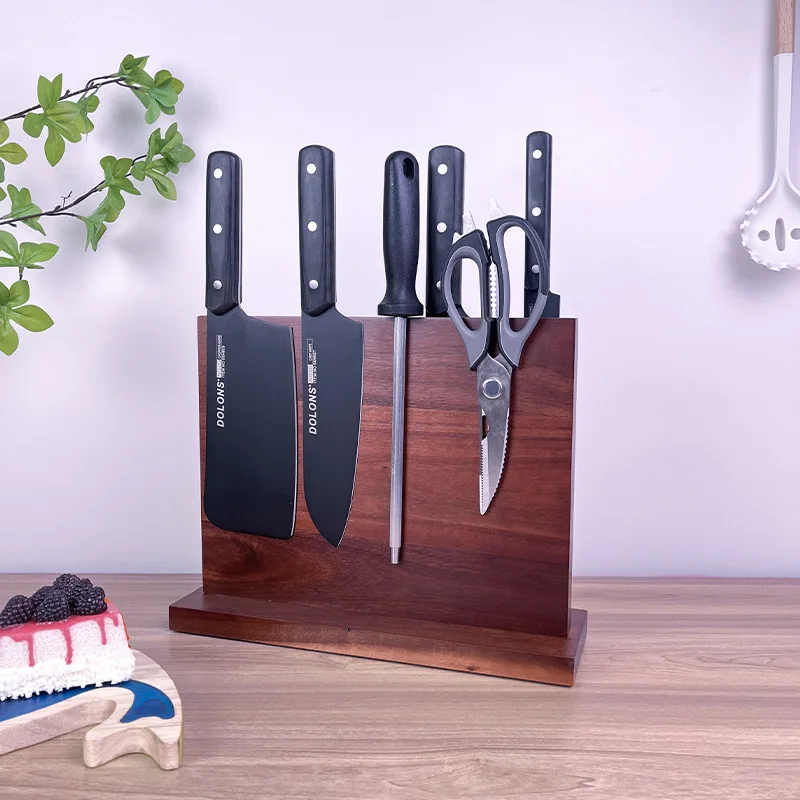 

Double-Sided Magnetic Knife Holder - Wooden Knife Storage Rack for Kitchen - Strong Magnet Tool Organizer Stainless Steel