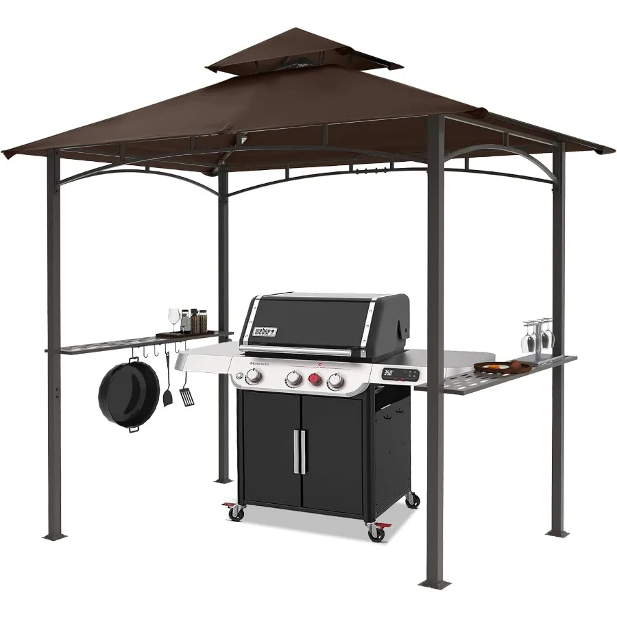 8x5 Grill Gazebo with Steel Frame and 2 LED Lights