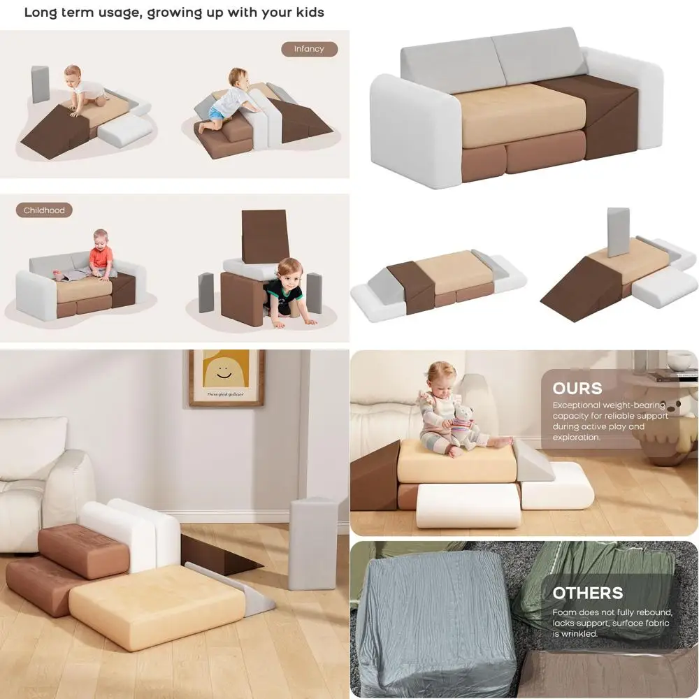 7-częściowy zestaw piankowych klocków do wspinaczki dla dzieci - Sofa do zabawy i drapak dla maluchów - Miękkie zabawki do kreatywnych zabaw