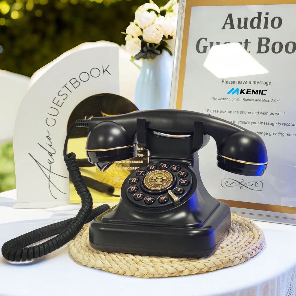 Imagem -04 - Gravação Casamento Telefone Vintage Retro Touch-tone Audio Guestbook Telefone Mensagem Gravação