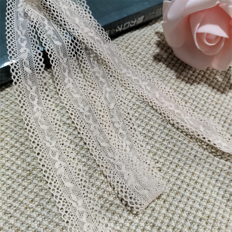 S1236 milk white elastic and soft lace trim which can be used for accessories and clothing