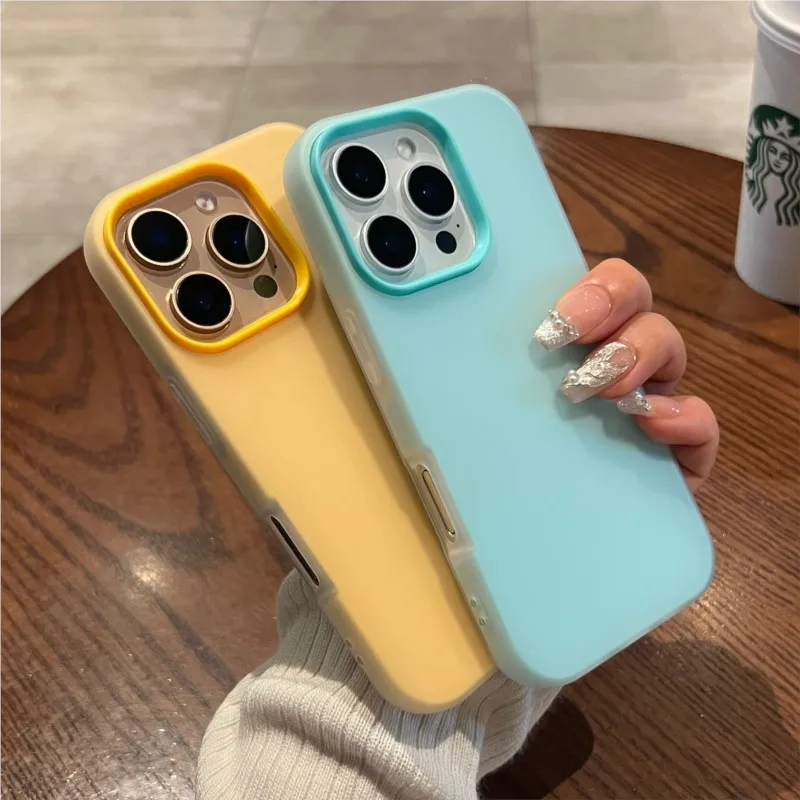 Funda de lujo 2 en 1 transparente mate en colores candy para iPhone 17 Air 16 15 14 Plus 13 12 Pro Max 11 con borde antigolpes 5