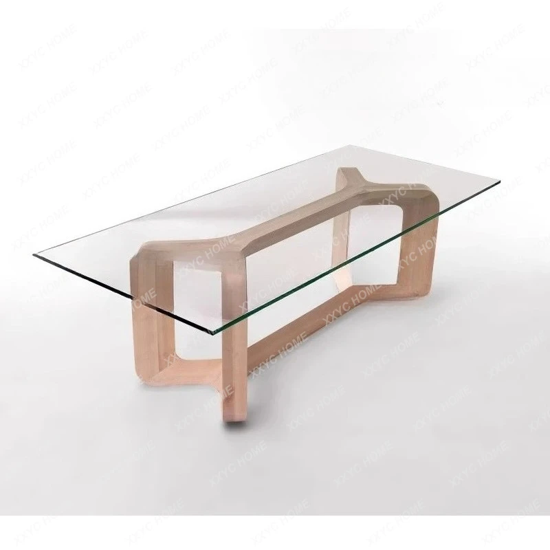 

creative rectangular glass dining table large flat-floor villa fashion high sense fashion