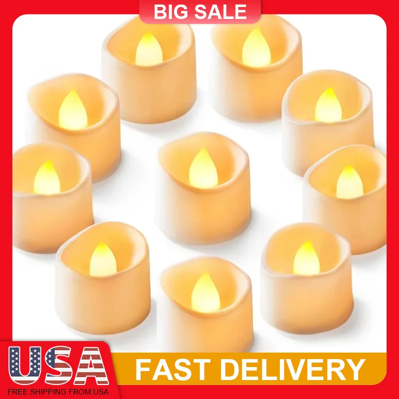 

12 Pack Flameless LED Tea Lights Battery Operated 200 Hour Fake Candles for Wedding Christmas Halloween Home Decoration