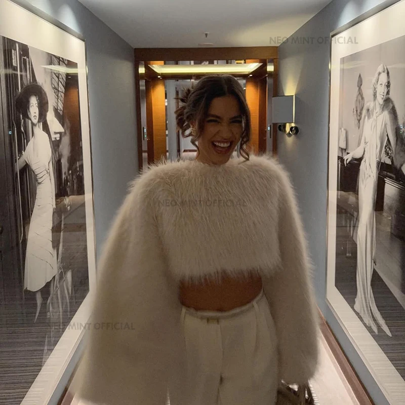Neo hortelã novo 2025 outono pele do falso colheita topo pullovers ins chique rua meninas fofo casaco de pele de raposa inverno capa de pele streetwear