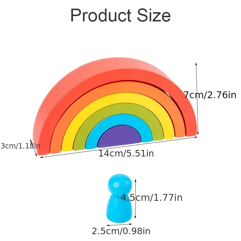 مكعبات بناء قوس قزح من خشب القوس للأطفال، لعبة التراص الملونة والشكل، ألعاب مونتيسوري الخشبية التعليمية للأطفال