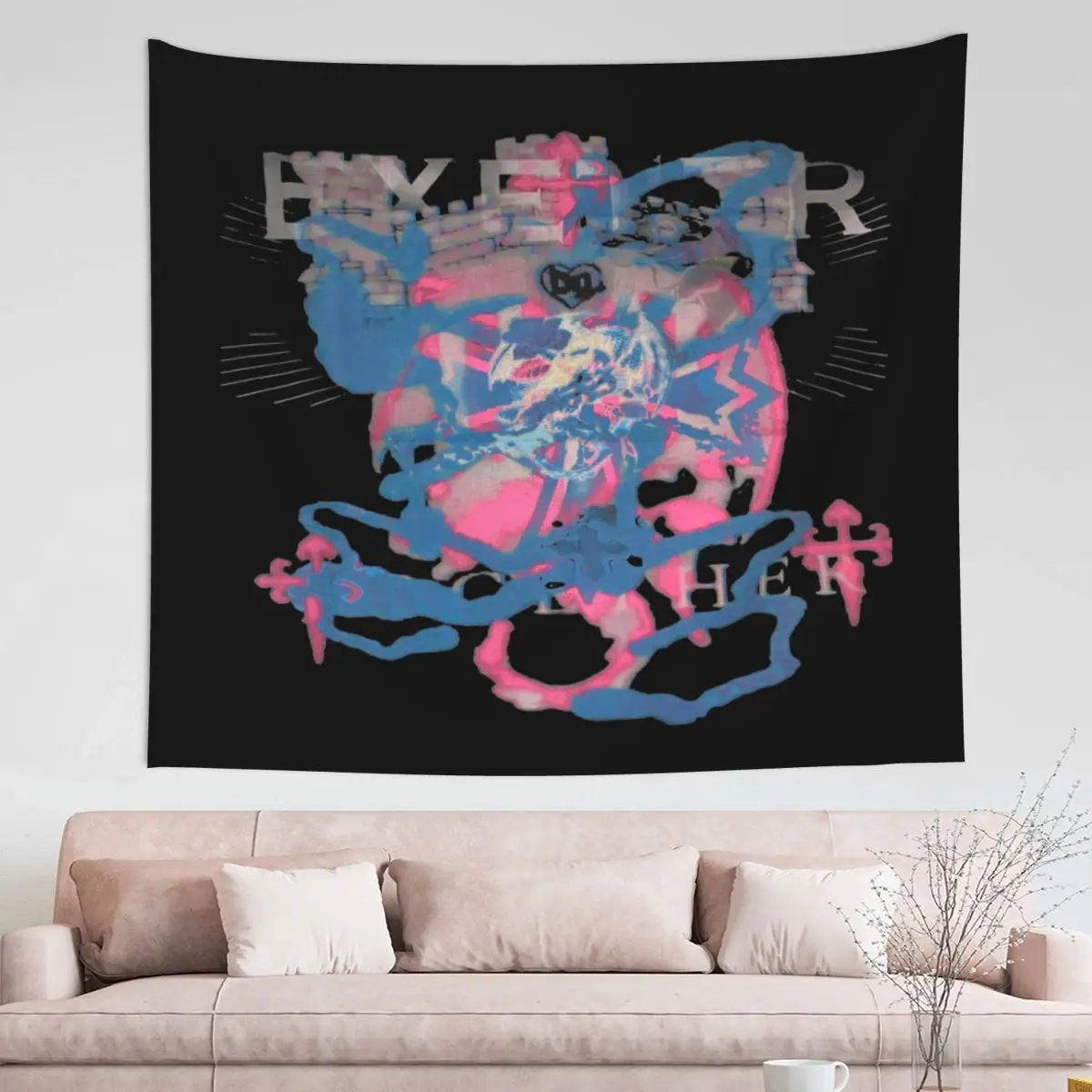 Bladee Drain Gang Exeter Castle Logo Tapestry Hippie Fabric Wall Hanging Wall Decor Beach Mat Witchcraft Wall Blanket