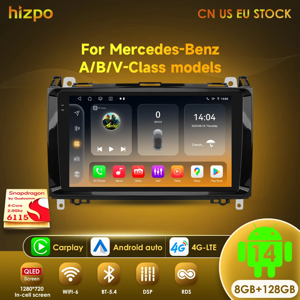 Hizpo AI Intelligent Car Radio Multimedia Player For Mercedes Benz W169 W245 Viano Vito W639 Sprinter W906 Auto Navigation Wifi