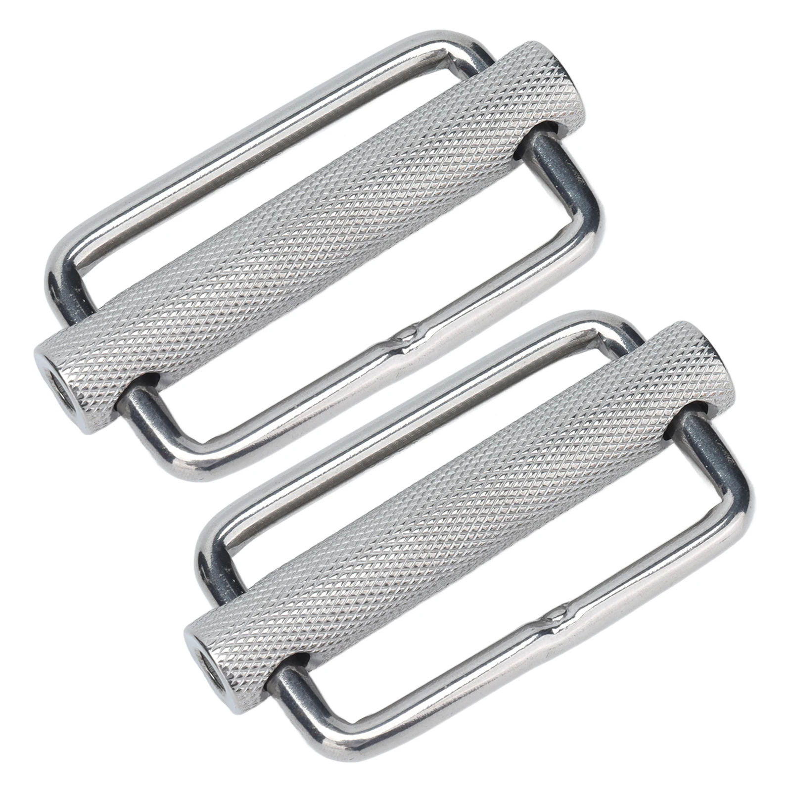 2Pcs Slide Buckle 316 Stainless Steel Rectangle Adjustable Knurled Roller Belt Buckles50mm