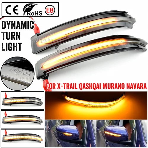 Imagen 1 del producto Para Nissan x-trail T32 Rogue Qashqai J11 Murano Z52 Juke Navara LED señal de giro dinámica lámpara de luz repetidora de espejo retrovisor lateral