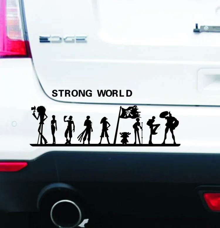 Car Stickers Straw Hat Pirates Luffy Strong World Reflective Decoration For Windshield Bumper Trunk Motorcycles D30