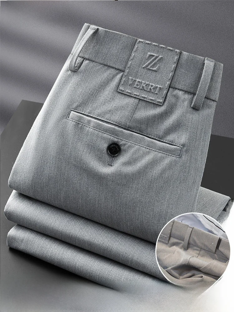 

Summer Thin Ice Sensation Casual Men's Pants Slim Fit Busin Straight Leg Long Trousers Faionable Urban Sle