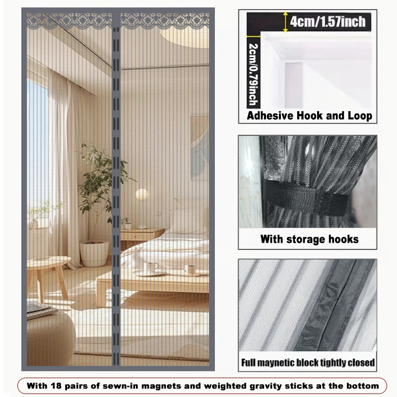 1PC Anti-Muggen Deur Gordijn Zomer Automatische Sluiting Magnetische Klamboe Onzichtbare Deur Mesh Anti Bug Fly Partitie Gordijn