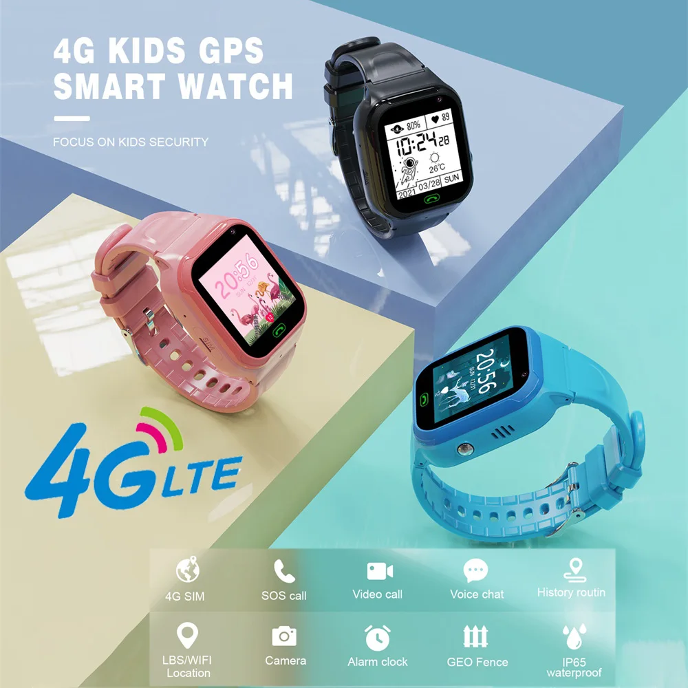 

Smart Watch 4G Kids Wifi Video Call With Face-lock SOS Tracker Location Smart Watch Camer Waterproof Children Akilli Saat Gifts