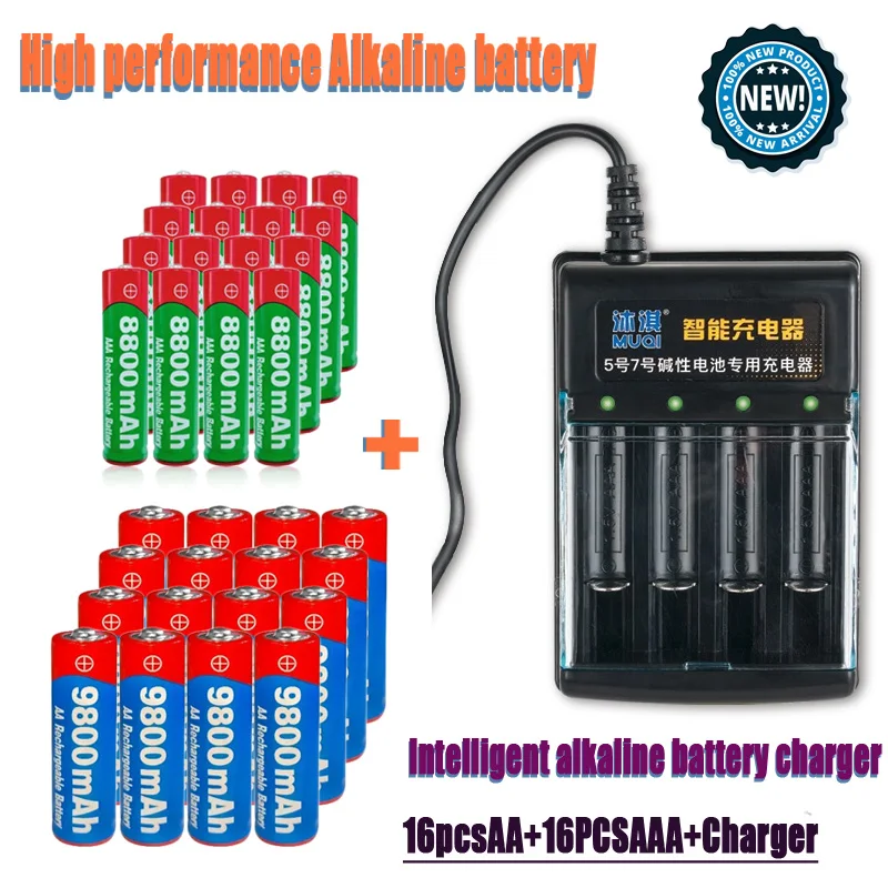 Перезаряжаемая батарея высокой производительности 1,5 В AA9800 мАч + AAA 8800 мАч умное зарядное устройство для компьютерных часов RadioVideo игры электронные игрушки