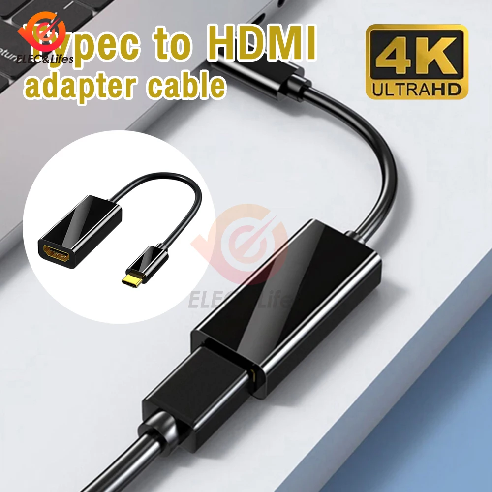 USB C HDMI Cable Type C to HDMI 4K TV Converter for iPhone 15 MacBook Air iPad Samsung Pixelbook XPS USB C HDMI Adapter