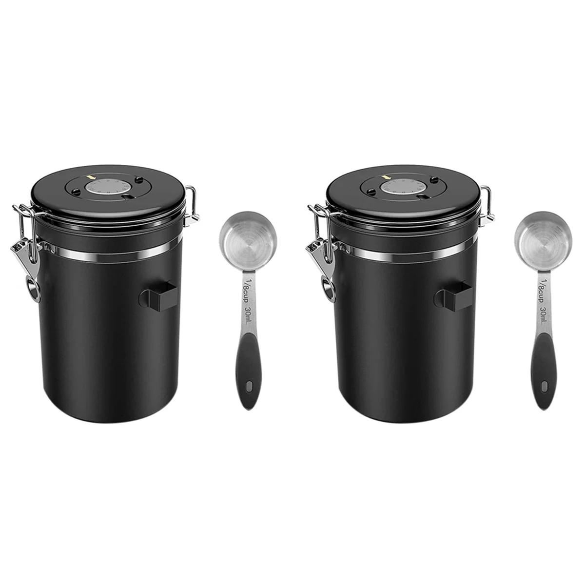 

ETRT 2X Coffee Jar Airtight 500G Beans,1.8L Beans Container,Vacuum Coffee Box with Spoon Storage Jar for Coffee Powder,Cocoa