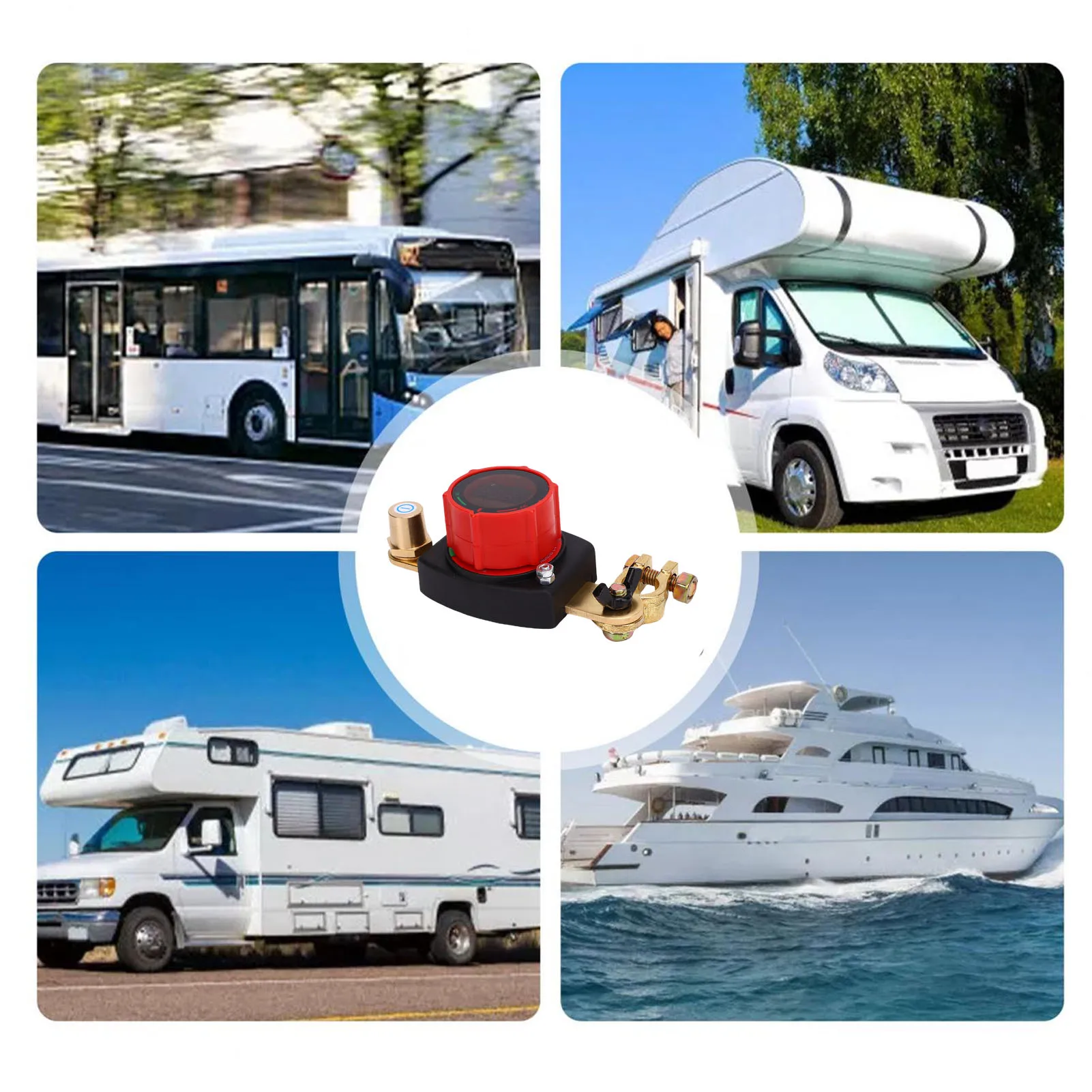 Top Post Battery Disconnect Switch with Voltmeter Master Isolator On Off Kill Power Cut Shut Rotatable for Marine Boat RV Car Tr