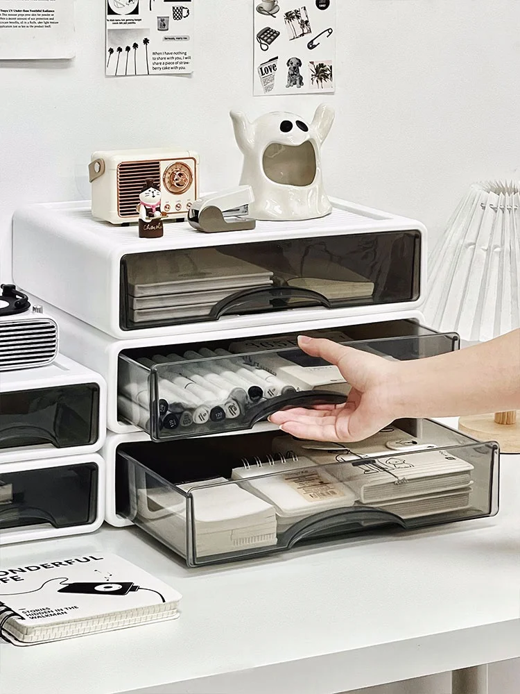 منظم مكتبي كبير السعة بأدراج، صندوق تخزين، رف لوضع الكتب، صندوق تنظيم لسكن الطلاب، رف بلاستيكي