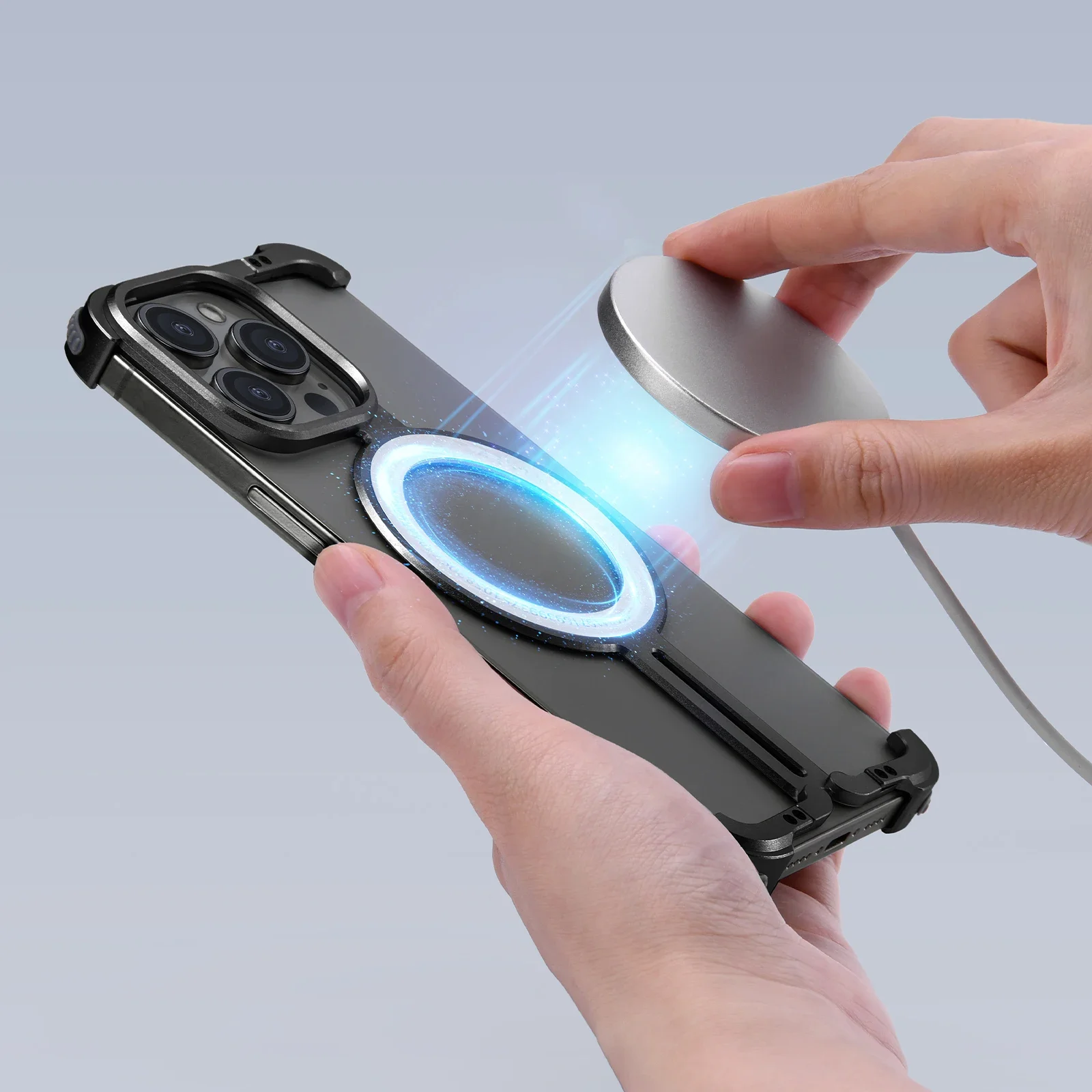 Eary Magsafe Phone Case for iPhone 15 Pro Max Frameless Slim 14 Pro Max Cover Magnetic Bumper AntiSlip Phone Protective Case