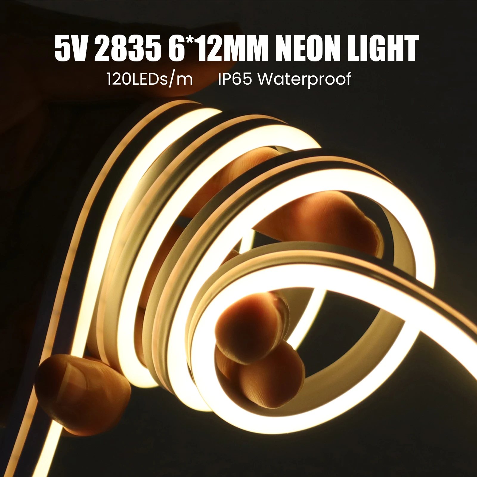 Ściemnialna taśma LED 5V USB LED Neon Light 6x12mm 2835 120LEDs Wodoodporny neon z włącznikiem/wyłącznikiem Biały Ciepły Naturalny