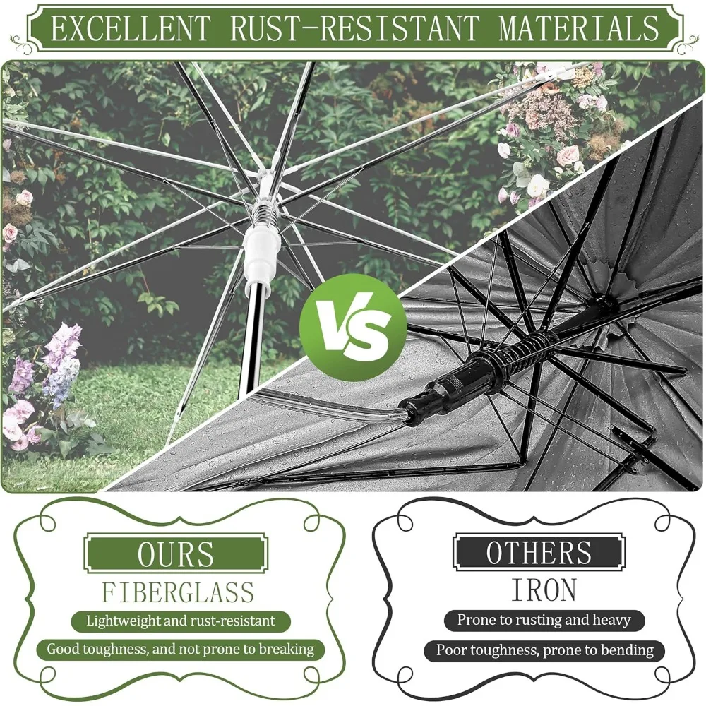 مظلات مطر شفافة عالية الوضوح - متينة وسهلة الاستخدام، مظلات زفاف كبيرة وواضحة للمناسبات الخارجية