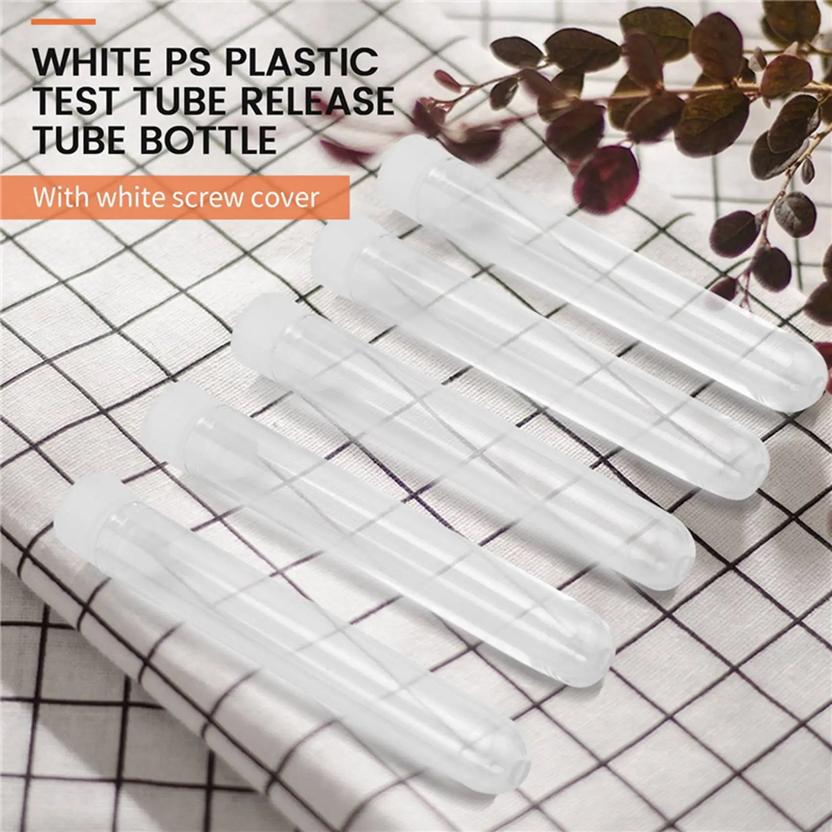 AT77 100Pcs Clear Plastic Test Tubes with White Screw Caps Sample Containers Bottles Push Caps 12X75mm
