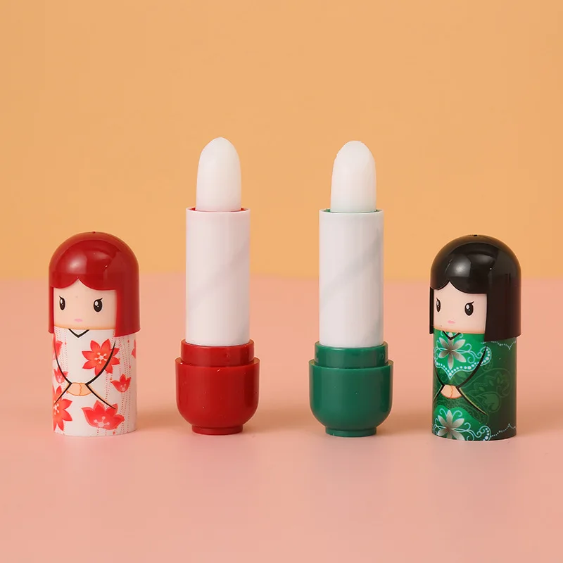 6Pcs Moisturizing Lip Balm Kimono Doll Lipbalm Lip Care Cute Kawaii  Lips Makup Fruit Flavor for Girl Party Gifts